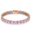 Pear Shaped White and Pink Stone Bracelet in 925 Sterling Silver for Weddings