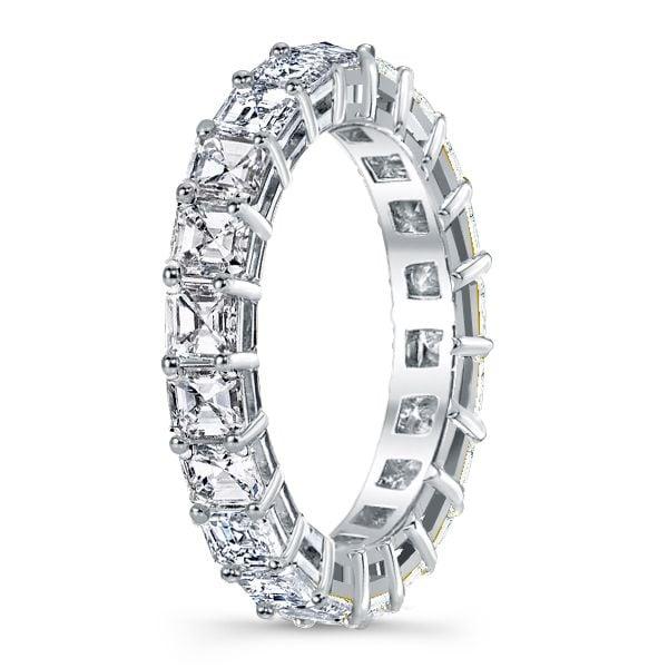 Asscher Cut Eternity Wedding Band in 925 Sterling Silver with Rhodium Finish