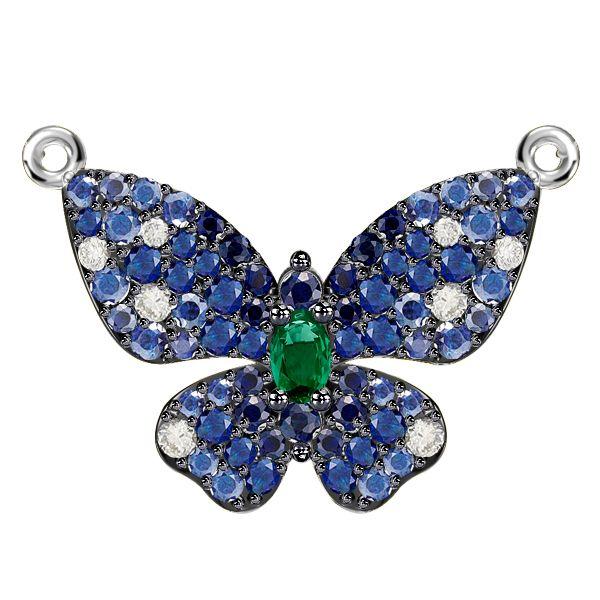Dancing Butterfly Blue Sapphire Sterling Silver Pendant Necklace for Women