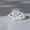 Half-Bezel Solitaire Cushion Cut Engagement Ring Set for Women in Sterling Silver