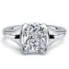 Half-Bezel Solitaire Cushion Cut Engagement Ring Set for Women in Sterling Silver