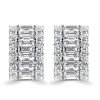 Emerald Cut Hoop Earrings - Triple Row Sterling Silver Hinged Earrings