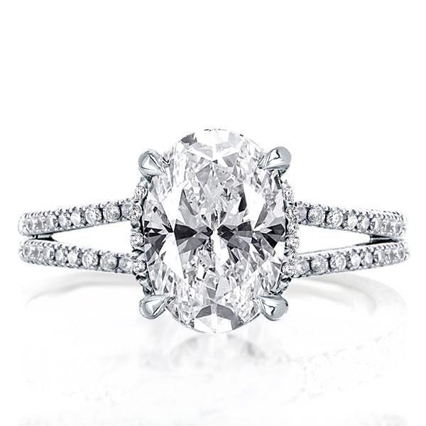White Gold Plated Sterling Silver Wedding Ring for Women - 3.85 CT Center Stone