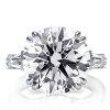 Round Three Stone White Sapphire Engagement Ring - Sterling Silver