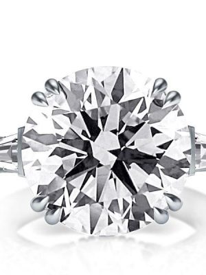 Round Three Stone White Sapphire Engagement Ring - Sterling Silver