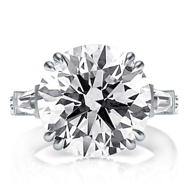 Round Three Stone White Sapphire Engagement Ring - Sterling Silver