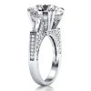 Round Three Stone White Sapphire Engagement Ring - Sterling Silver
