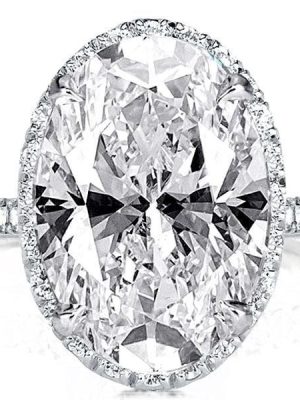 Oval Cut Engagement Ring 12.86 CT. Statement Stone in Rhodium Plated Sterling Silver