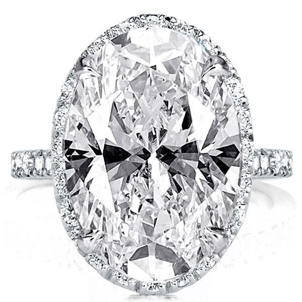 Oval Cut Engagement Ring 12.86 CT. Statement Stone in Rhodium Plated Sterling Silver