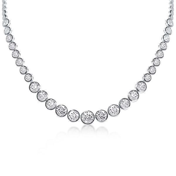 Classic Round Cut Cubic Zirconia Tennis Necklace in Sterling Silver