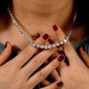 Classic Round Cut Cubic Zirconia Tennis Necklace in Sterling Silver