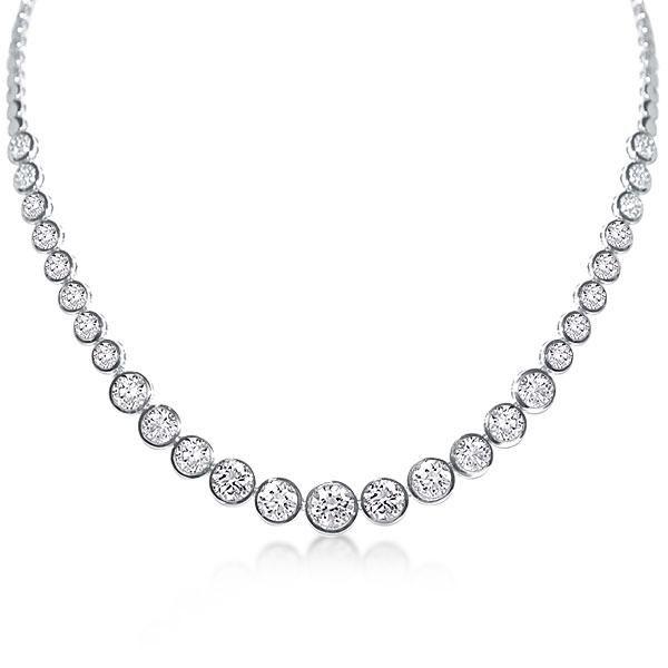 Classic Round Cut Cubic Zirconia Tennis Necklace in Sterling Silver