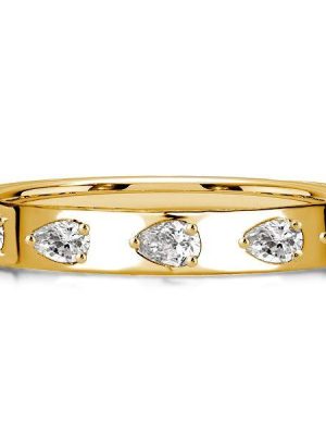 Sideways Pear Cut 5-Stone Anniversary Band in Sterling Silver