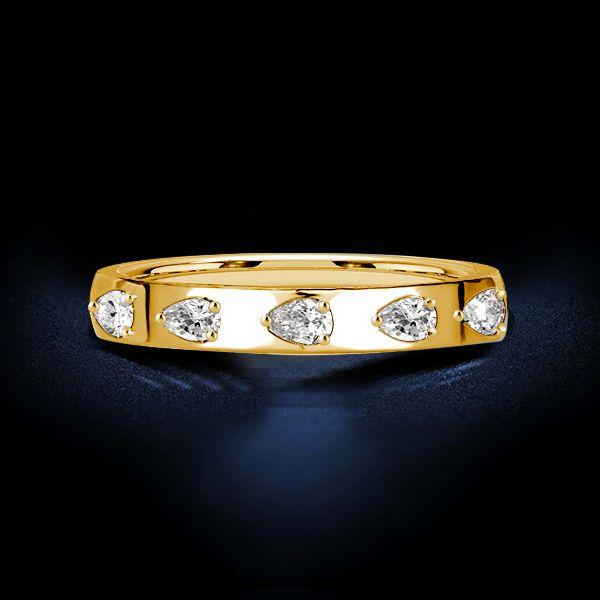 Sideways Pear Cut 5-Stone Anniversary Band in Sterling Silver