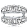 Sterling Silver Baguette Cut Enhancer Wedding Band Ring - 2.90 CT. TW.