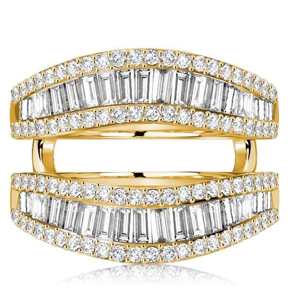 Sterling Silver Baguette Cut Enhancer Wedding Band Ring - 2.90 CT. TW.