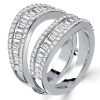 Sterling Silver Baguette Cut Enhancer Wedding Band Ring - 2.90 CT. TW.