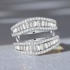 Sterling Silver Baguette Cut Enhancer Wedding Band Ring - 2.90 CT. TW.