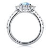 Sterling Silver Snowflake Aquamarine Engagement Ring with 3.91 CT. TW.