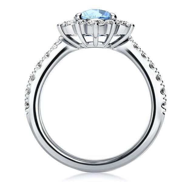 Sterling Silver Snowflake Aquamarine Engagement Ring with 3.91 CT. TW.