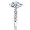 Sterling Silver Snowflake Aquamarine Engagement Ring with 3.91 CT. TW.