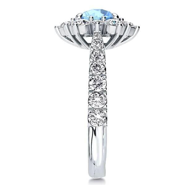 Sterling Silver Snowflake Aquamarine Engagement Ring with 3.91 CT. TW.