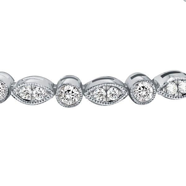 Milgrain Round Cut Tennis Bracelet in Sterling Silver with 2.50 CT. TW Stones for Weddings