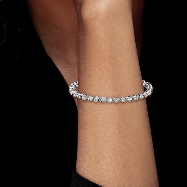Milgrain Round Cut Tennis Bracelet in Sterling Silver with 2.50 CT. TW Stones for Weddings
