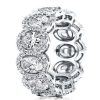 Oval Halo Eternity Wedding Band in Rhodium-Plated Sterling Silver