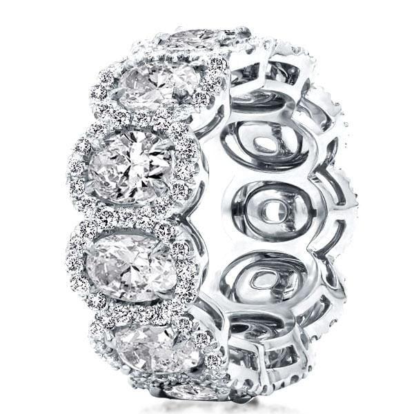 Oval Halo Eternity Wedding Band in Rhodium-Plated Sterling Silver