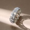 Oval Halo Eternity Wedding Band in Rhodium-Plated Sterling Silver