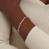Bezel Set White Sapphire Round Cut Tennis Bracelet in Rhodium Plated 925 Sterling Silver