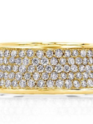 Micro Pave Half Eternity Wedding Band for Women in 18K Gold Plated Sterling Silver