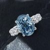 Oval Cut Blue Sapphire Engagement Ring Sterling Silver Promise Ring for Women