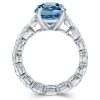 Oval Cut Blue Sapphire Engagement Ring Sterling Silver Promise Ring for Women