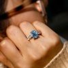 Oval Cut Blue Sapphire Engagement Ring Sterling Silver Promise Ring for Women