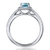 Halo Aquamarine Engagement Ring Cushion Cut in Sterling Silver