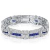 Vintage White and Blue Sapphire Bracelet for Women | 925 Sterling Silver Plated