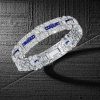 Vintage White and Blue Sapphire Bracelet for Women | 925 Sterling Silver Plated