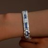 Vintage White and Blue Sapphire Bracelet for Women | 925 Sterling Silver Plated