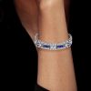 Vintage White and Blue Sapphire Bracelet for Women | 925 Sterling Silver Plated
