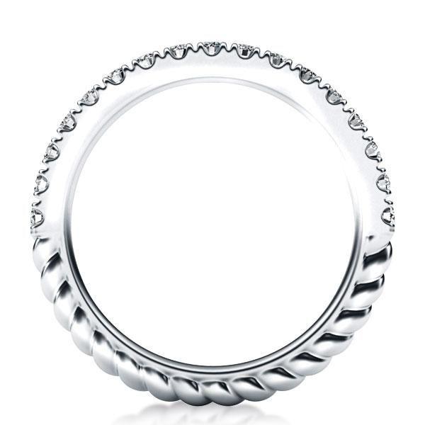 Twisted Rope Wedding Band with Created White Sapphire in Sterling Silver