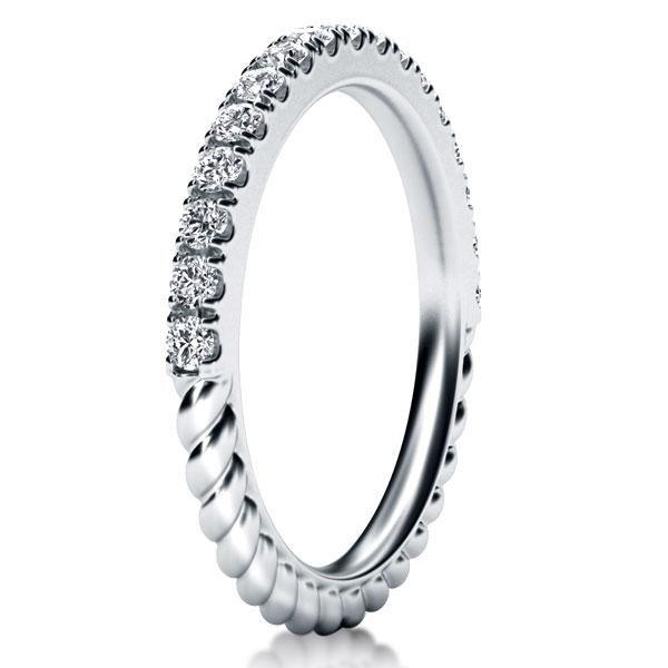 Twisted Rope Wedding Band with Created White Sapphire in Sterling Silver