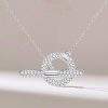 Sterling Silver Pave Toggle Necklace - Sparkling Cubic Zirconia, Adjustable Length