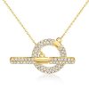 Sterling Silver Pave Toggle Necklace - Sparkling Cubic Zirconia, Adjustable Length