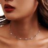 Bezel Set White Sapphire Tennis Necklace in 925 Sterling Silver, Multi-Cut Stones