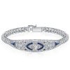 Art Deco Tennis Bracelet in Sterling Silver with Simulated Diamonds
