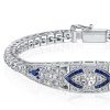 Art Deco Tennis Bracelet in Sterling Silver with Simulated Diamonds