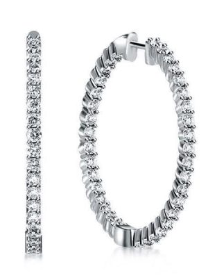 Sterling Silver Hoop Earrings - 31.2mm Lightweight Hinged Hoops