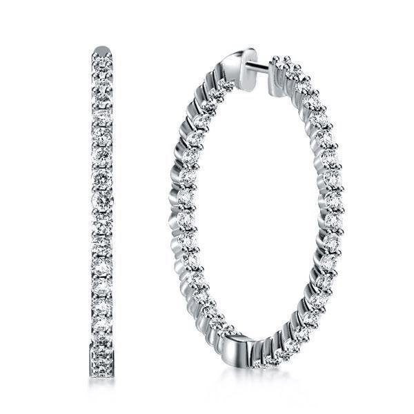 Sterling Silver Hoop Earrings - 31.2mm Lightweight Hinged Hoops